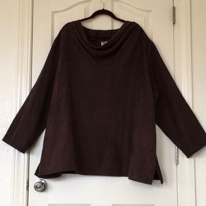 Maggie Sweet 4X Woman’s Brown Blouse Long Sleeve Pullover